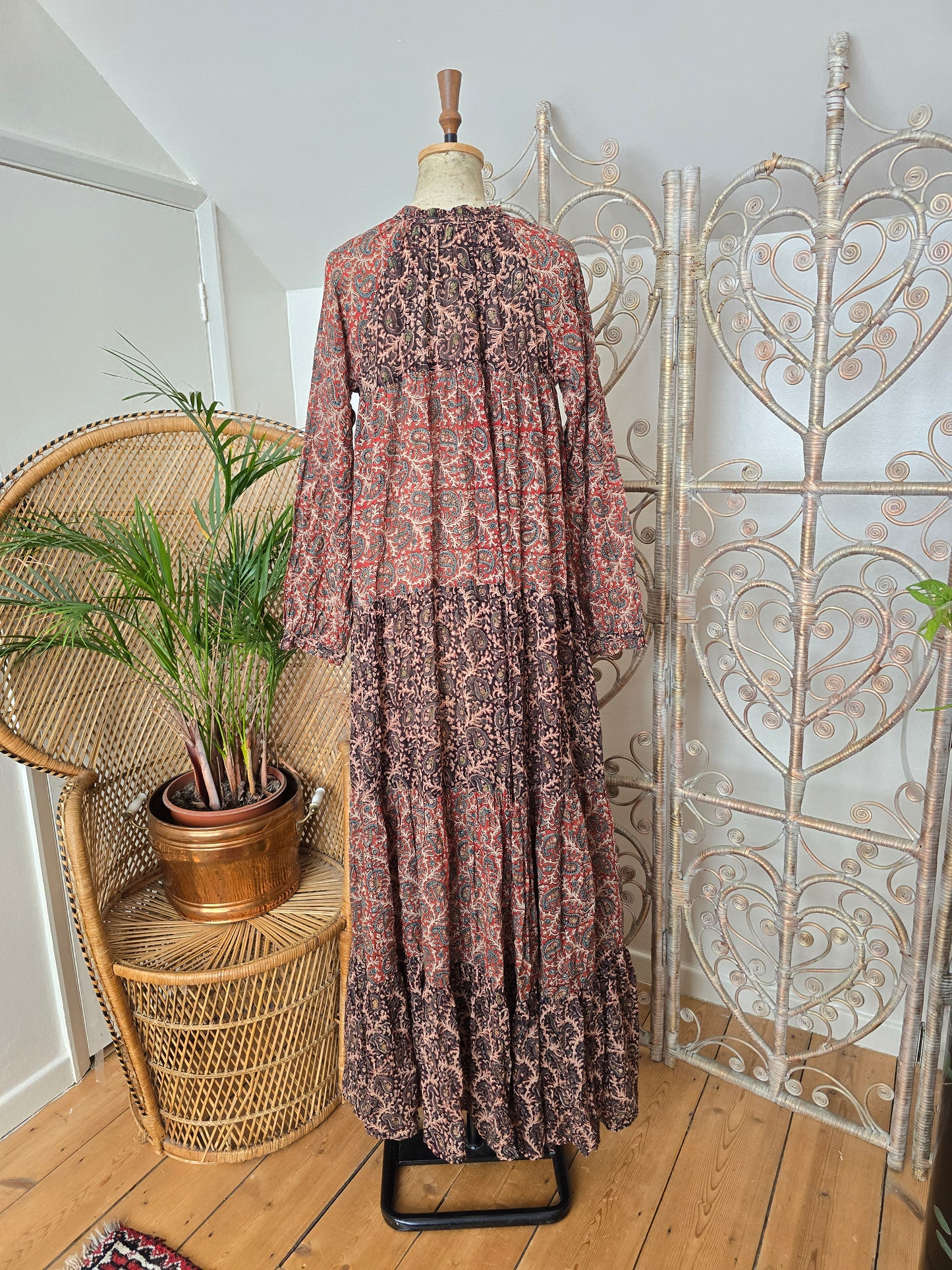 Vintage phool Indian cotton maxi dress S