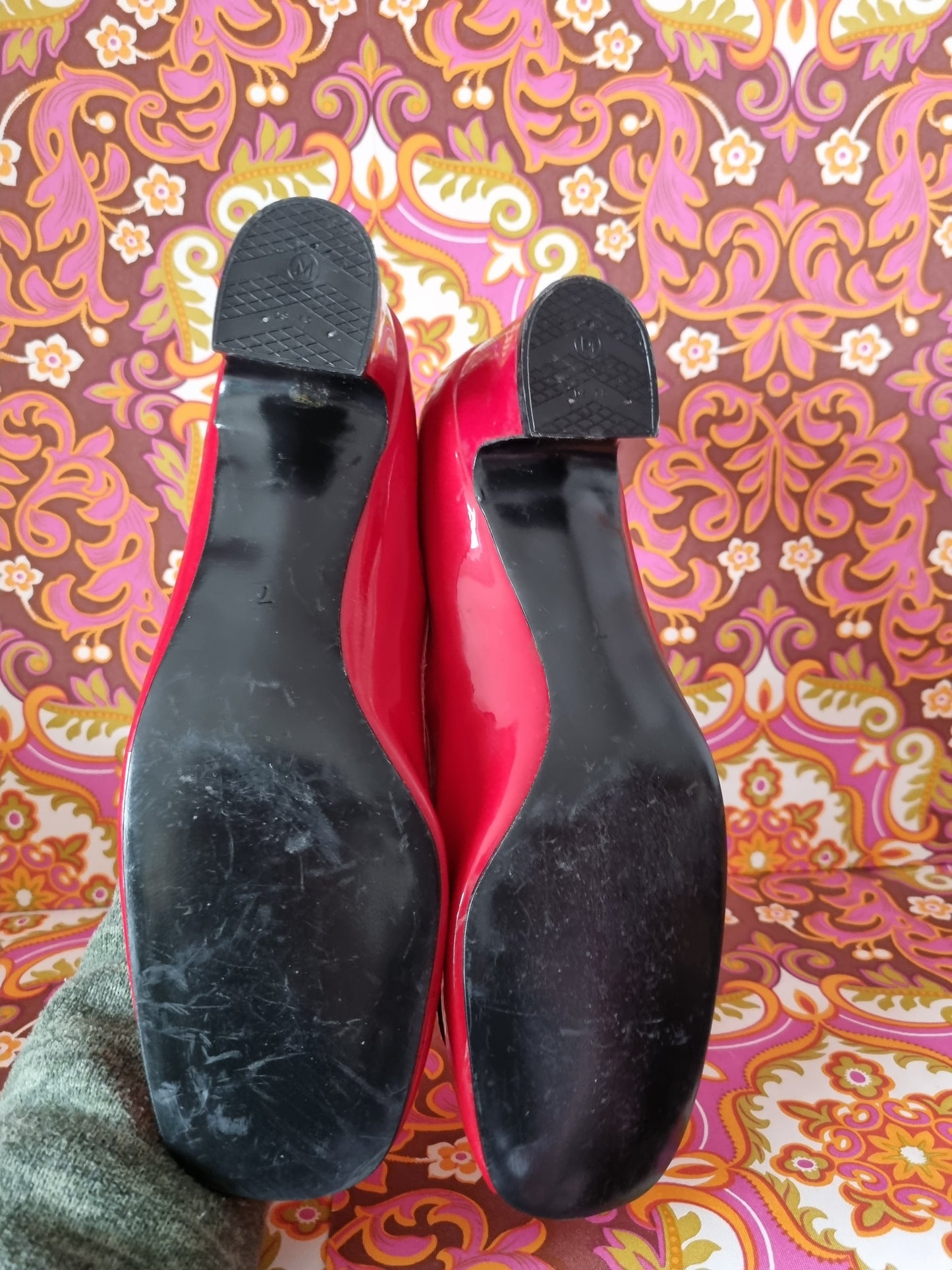 Vintage red patent 60s shoes uk size 6 7 Eur 39 40 us 8 9