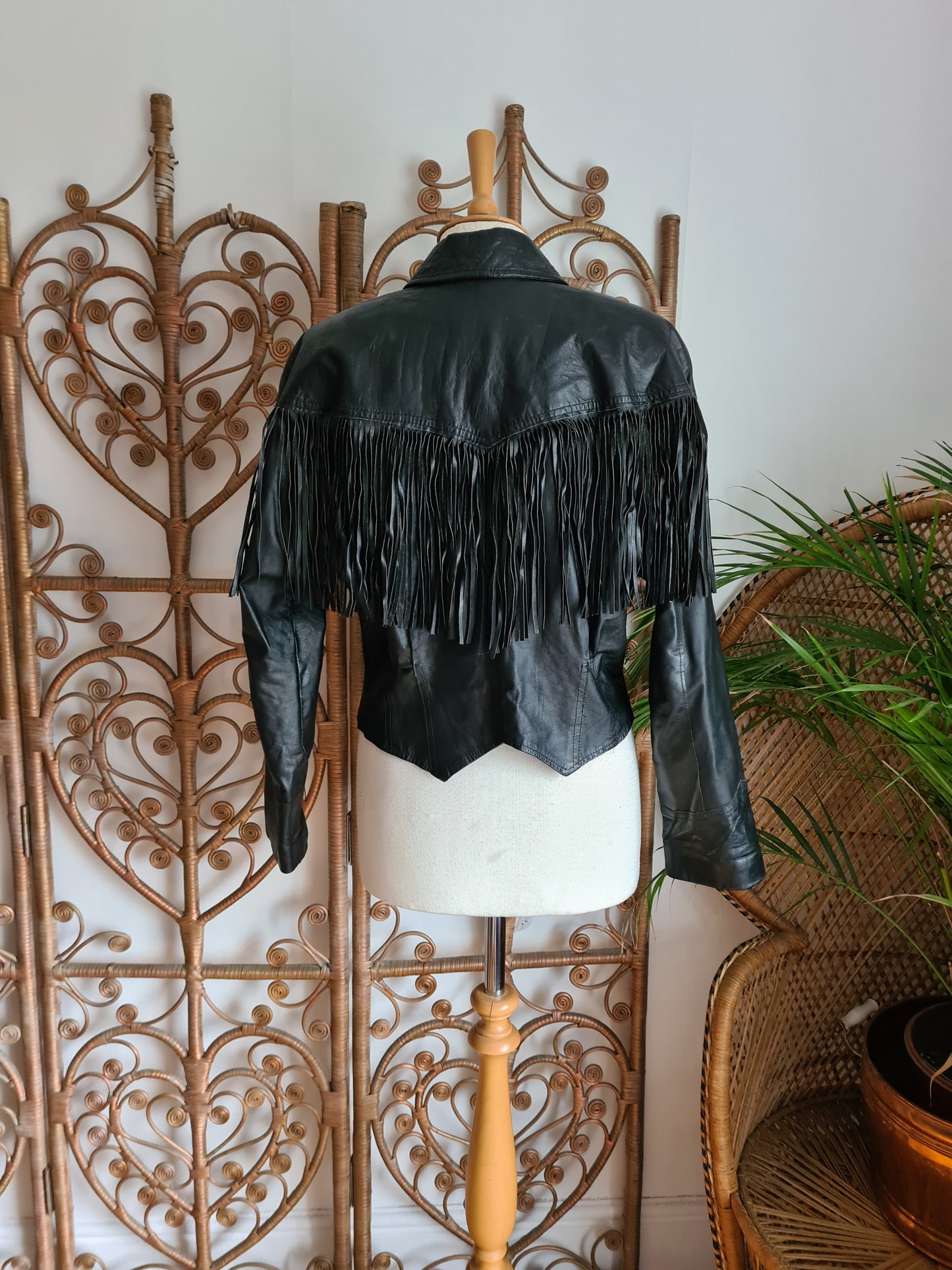 Vintage leather fringe jacket