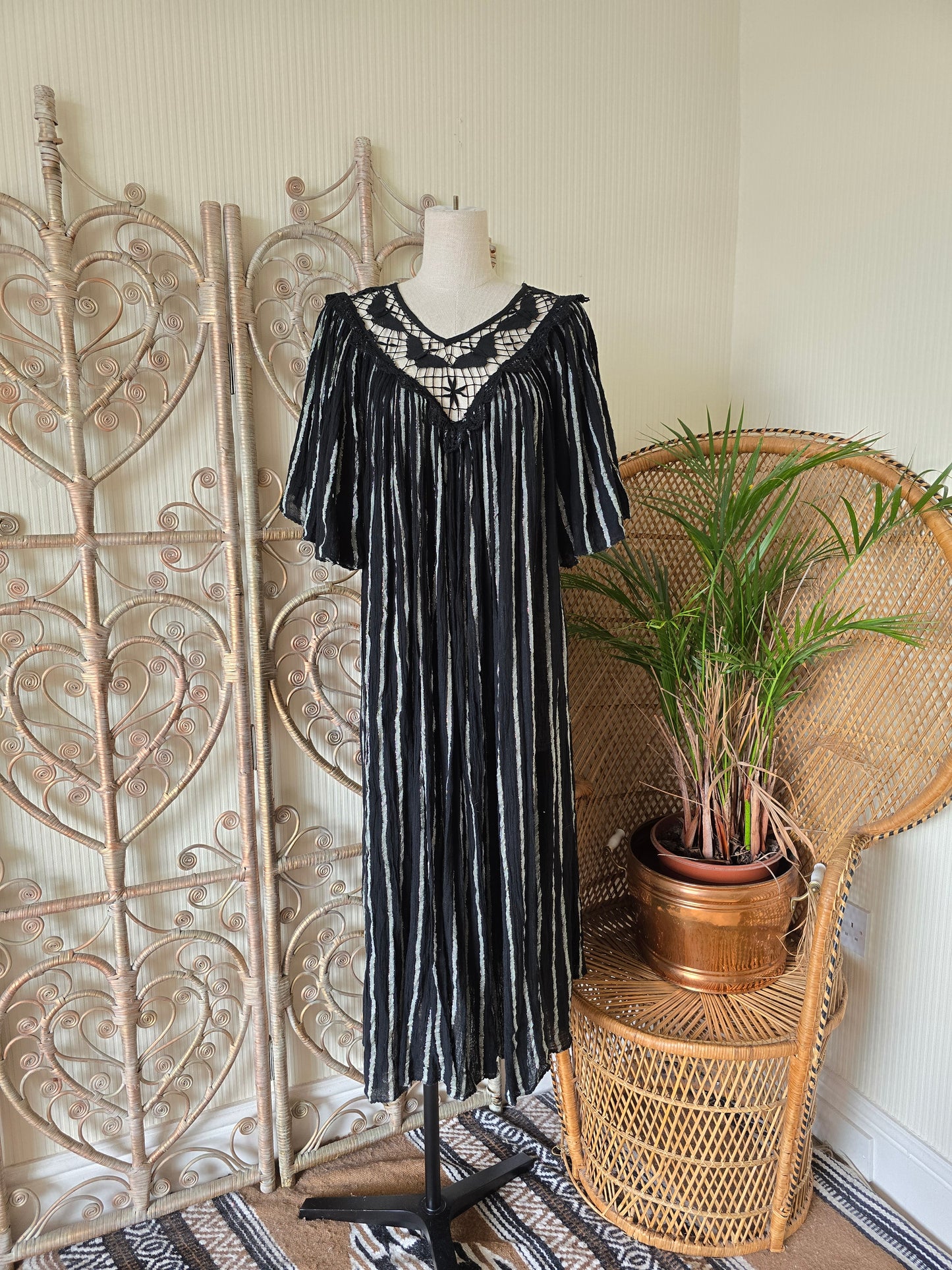 Vintage greek smock dress L