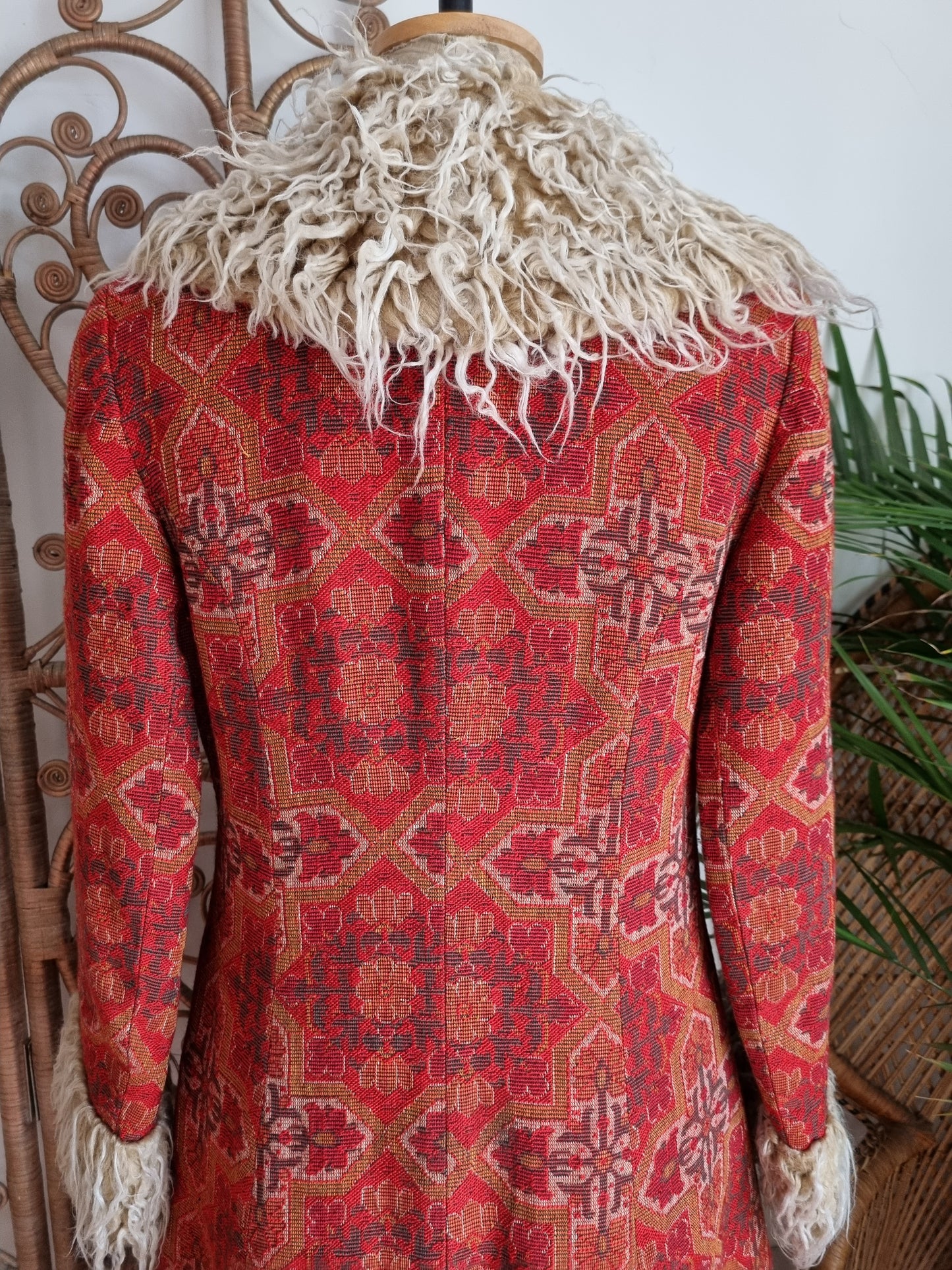 Vintage Rare tapestry faux fur coat