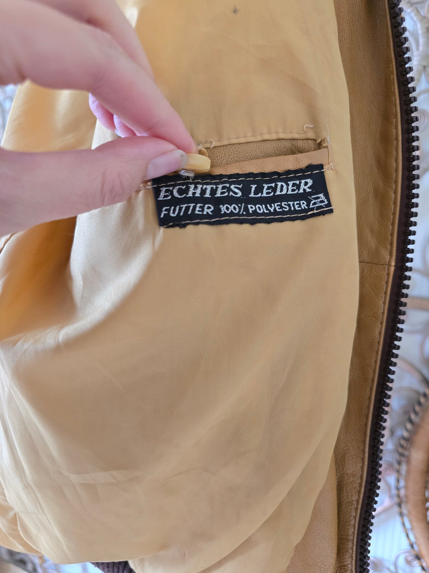 Vintage leather peak collar jacket