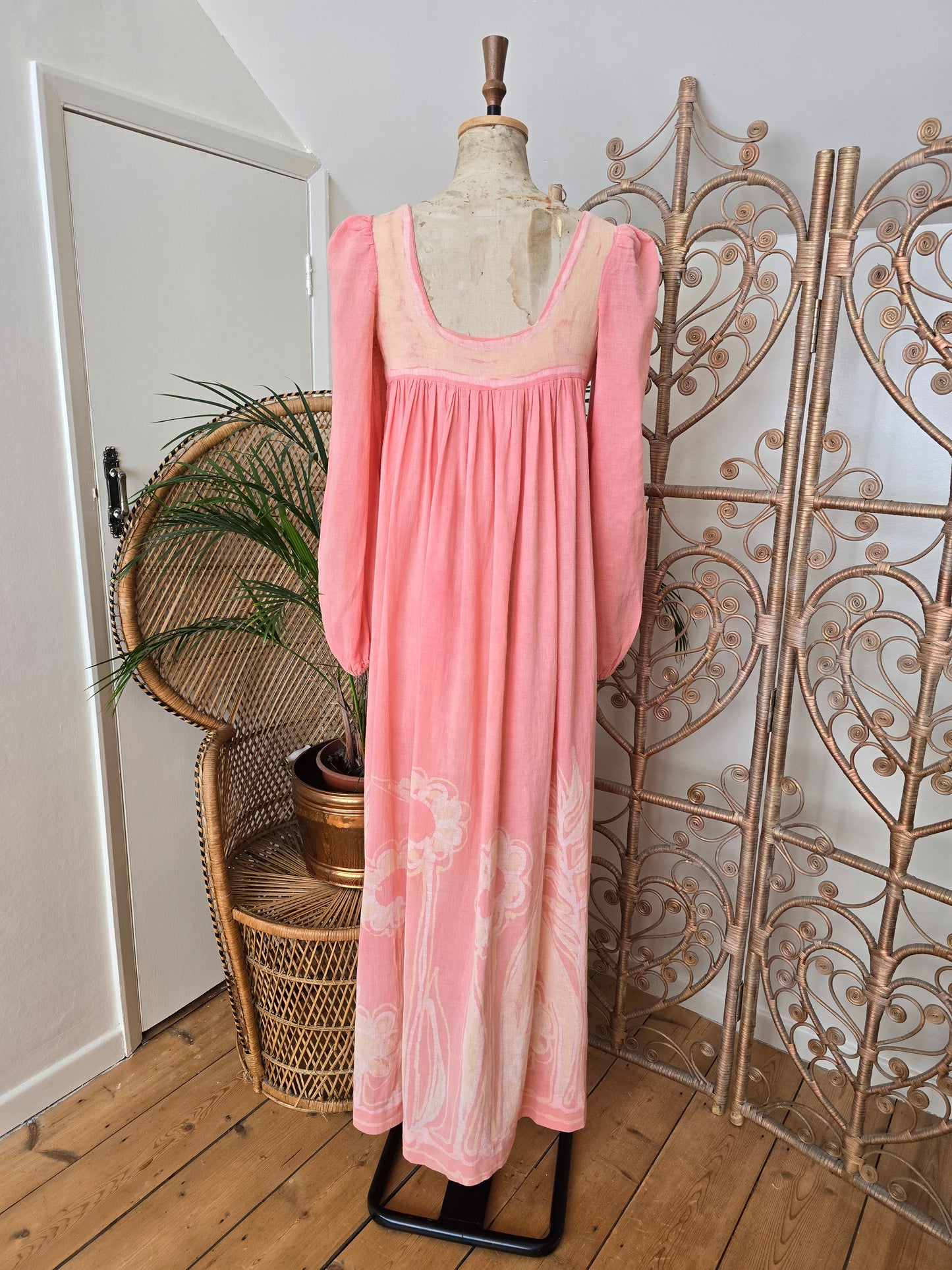 Vintage cotton smock maxi dress