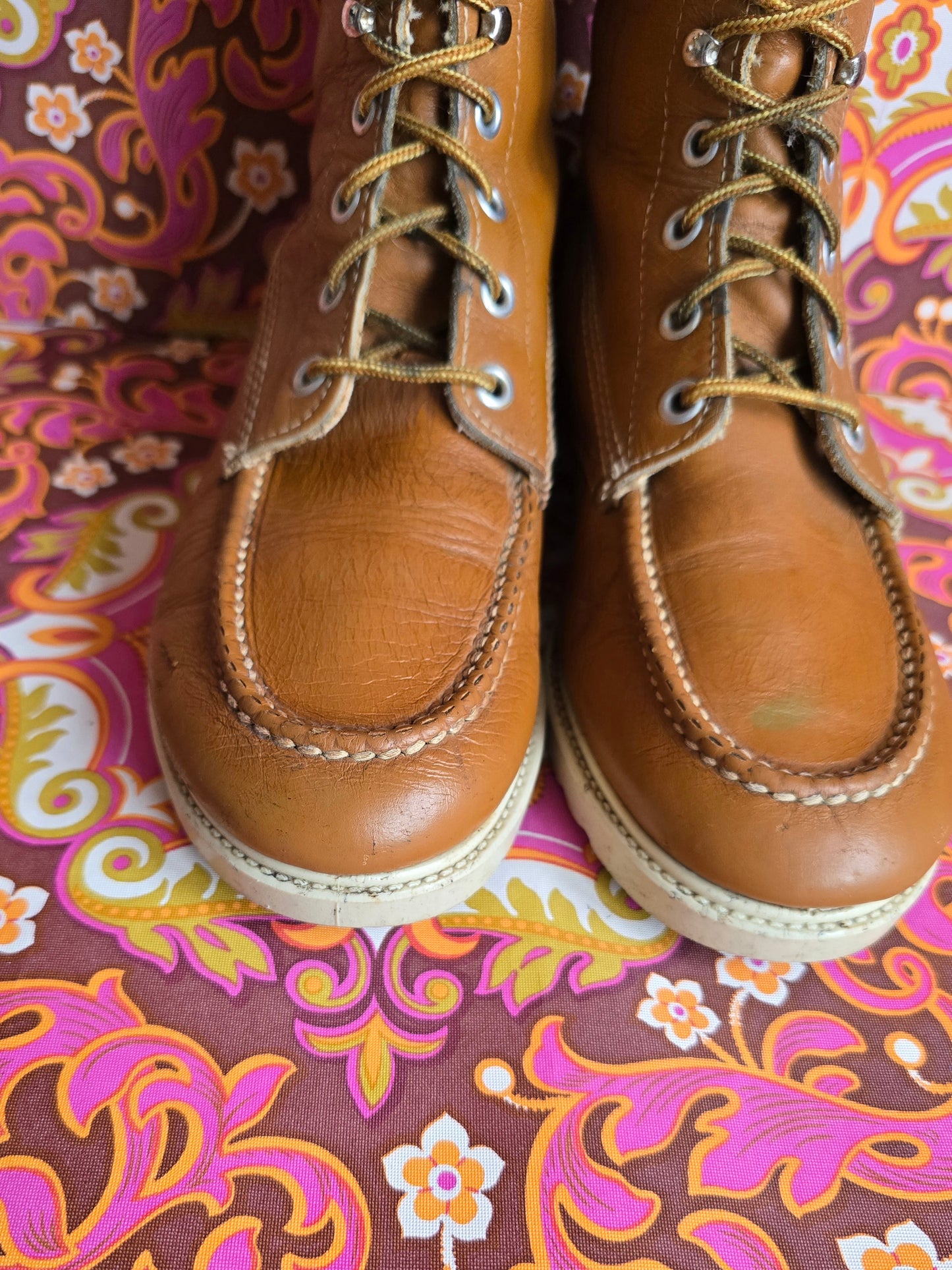 Vintage ankle lace leather boots size uk 6 Eur 39 us 8