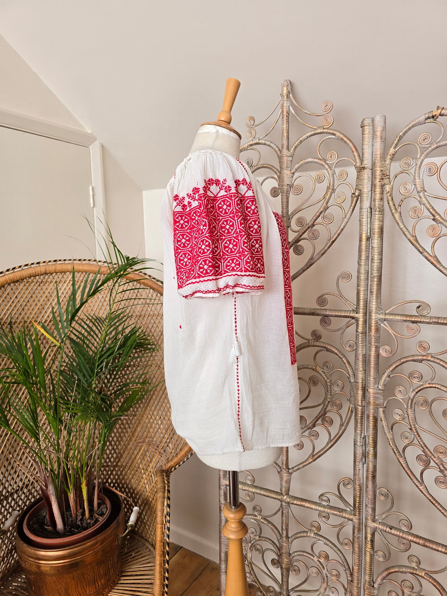 Vintage Romanian cheesecloth blouse