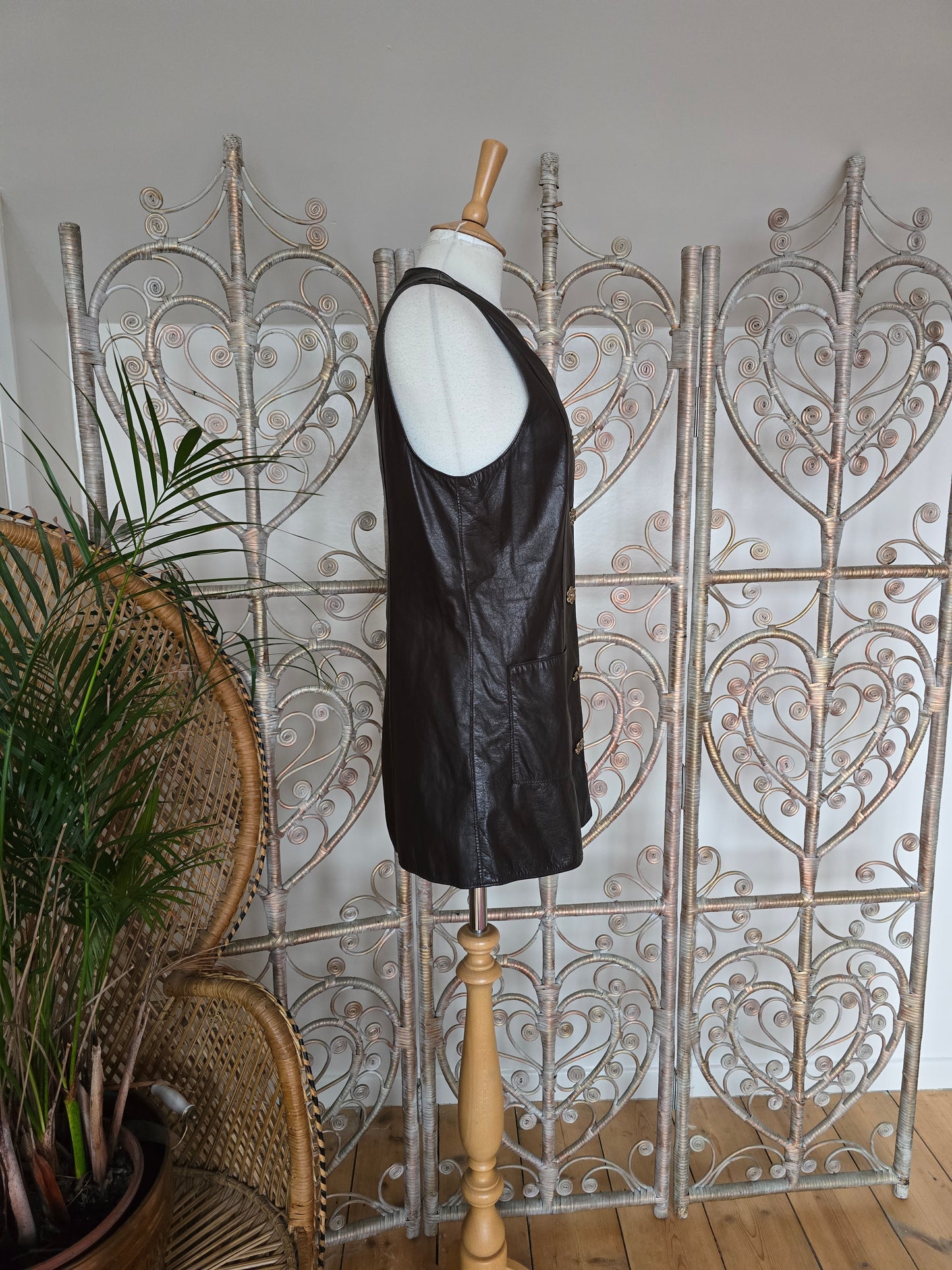 Vintage dark brown 60s leather dress