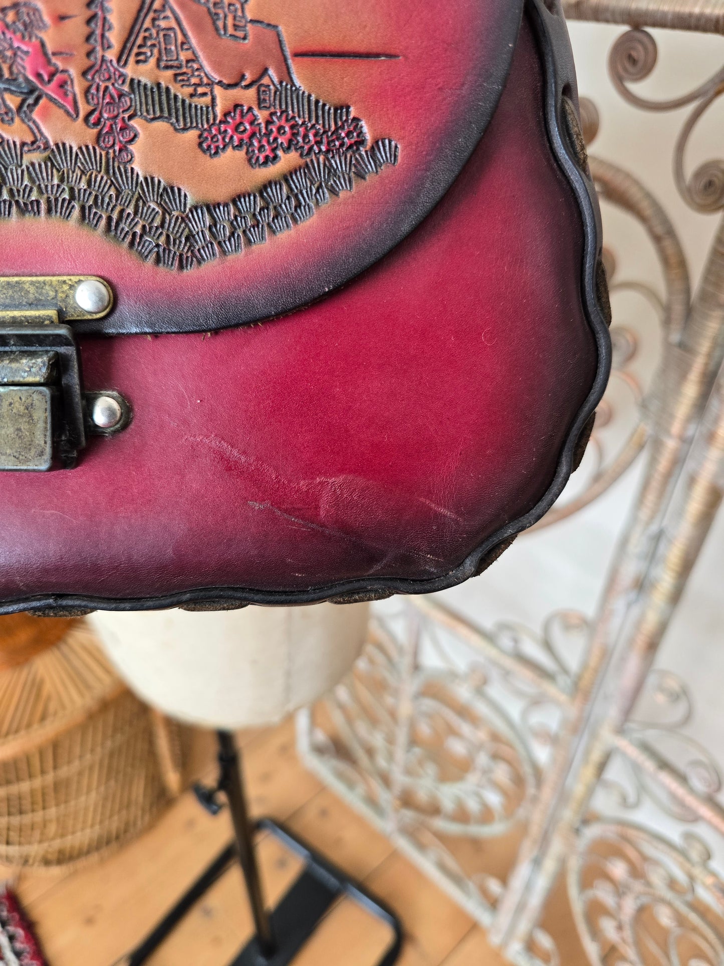 Vintage leather tooled bag