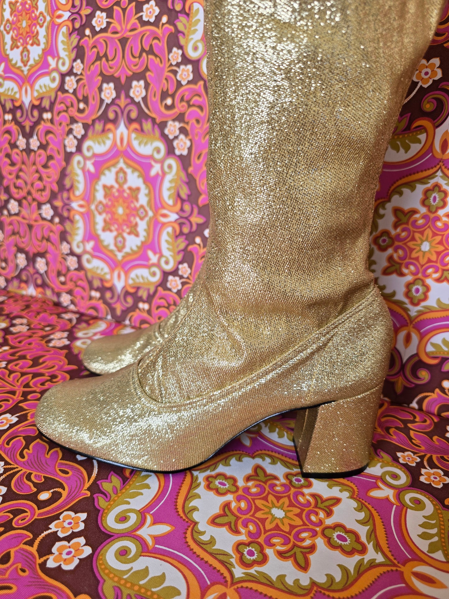Vintage gold 60s boots size uk6  Eur 39 us 8