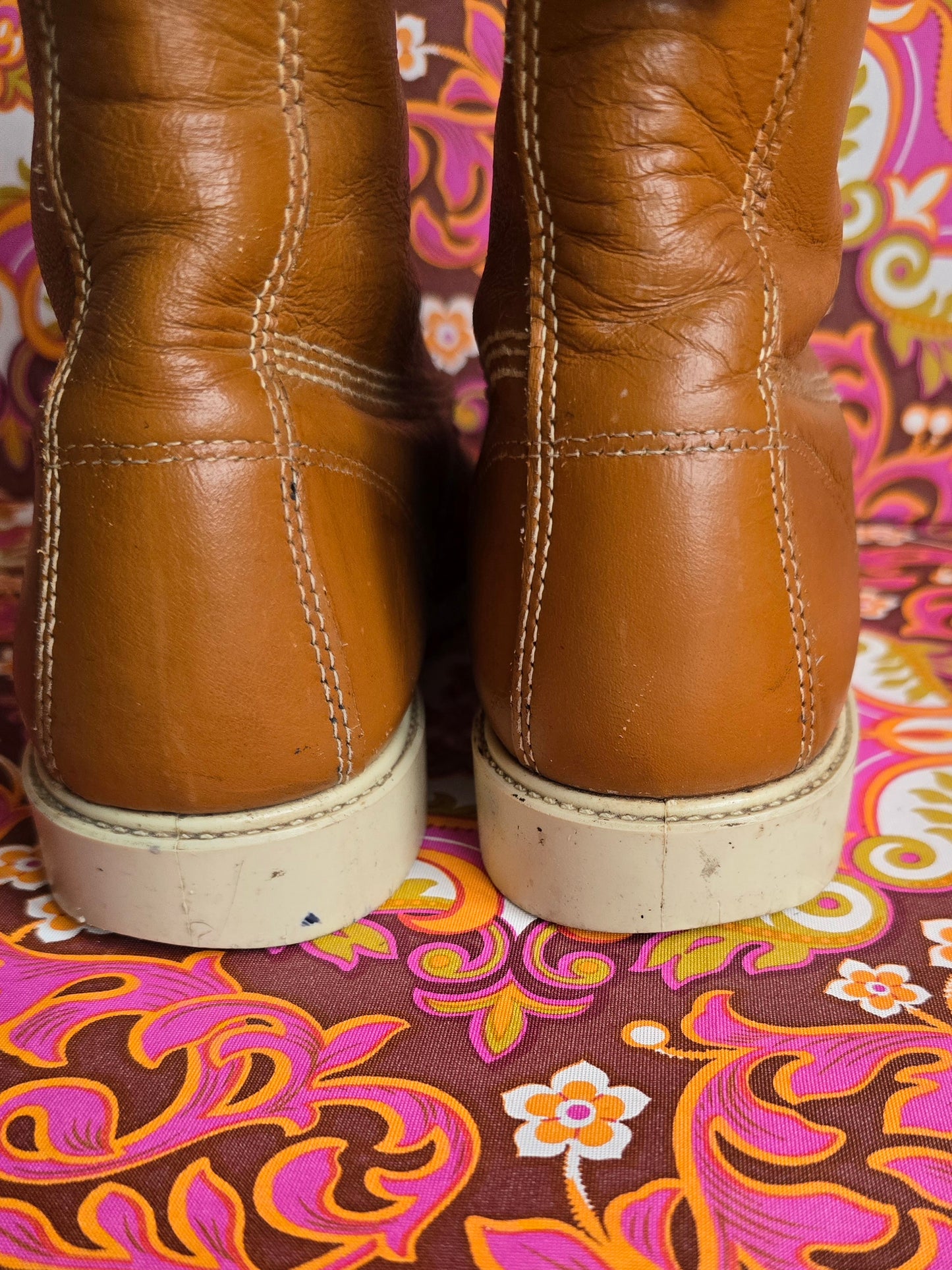 Vintage ankle lace leather boots size uk 6 Eur 39 us 8