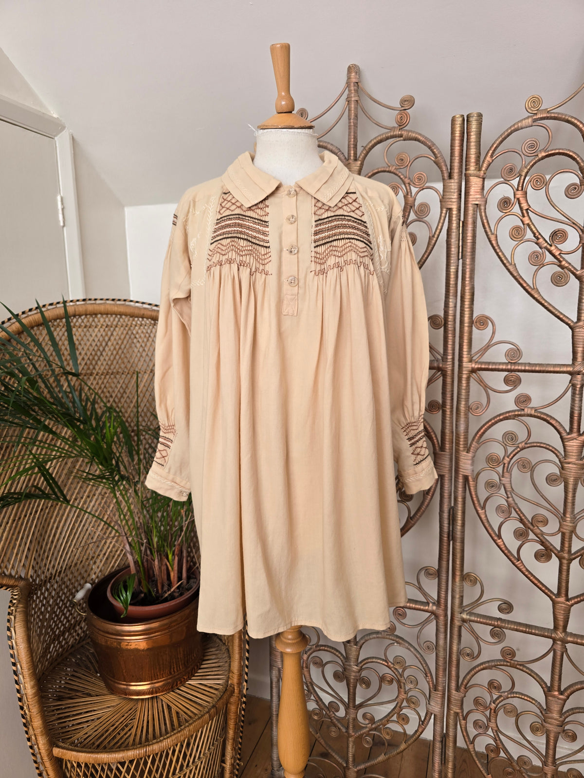Vintage shirring smock dress