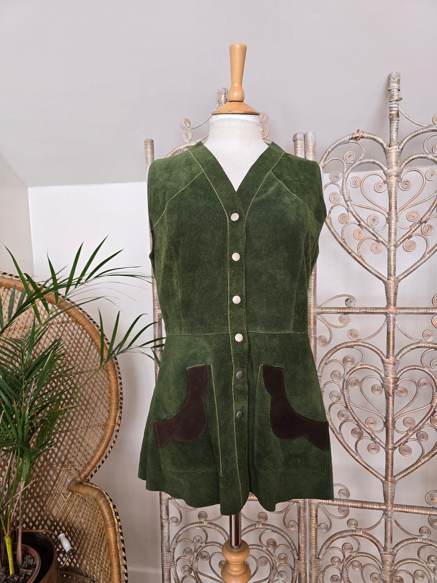 Vintage suede tunic waistcoat
