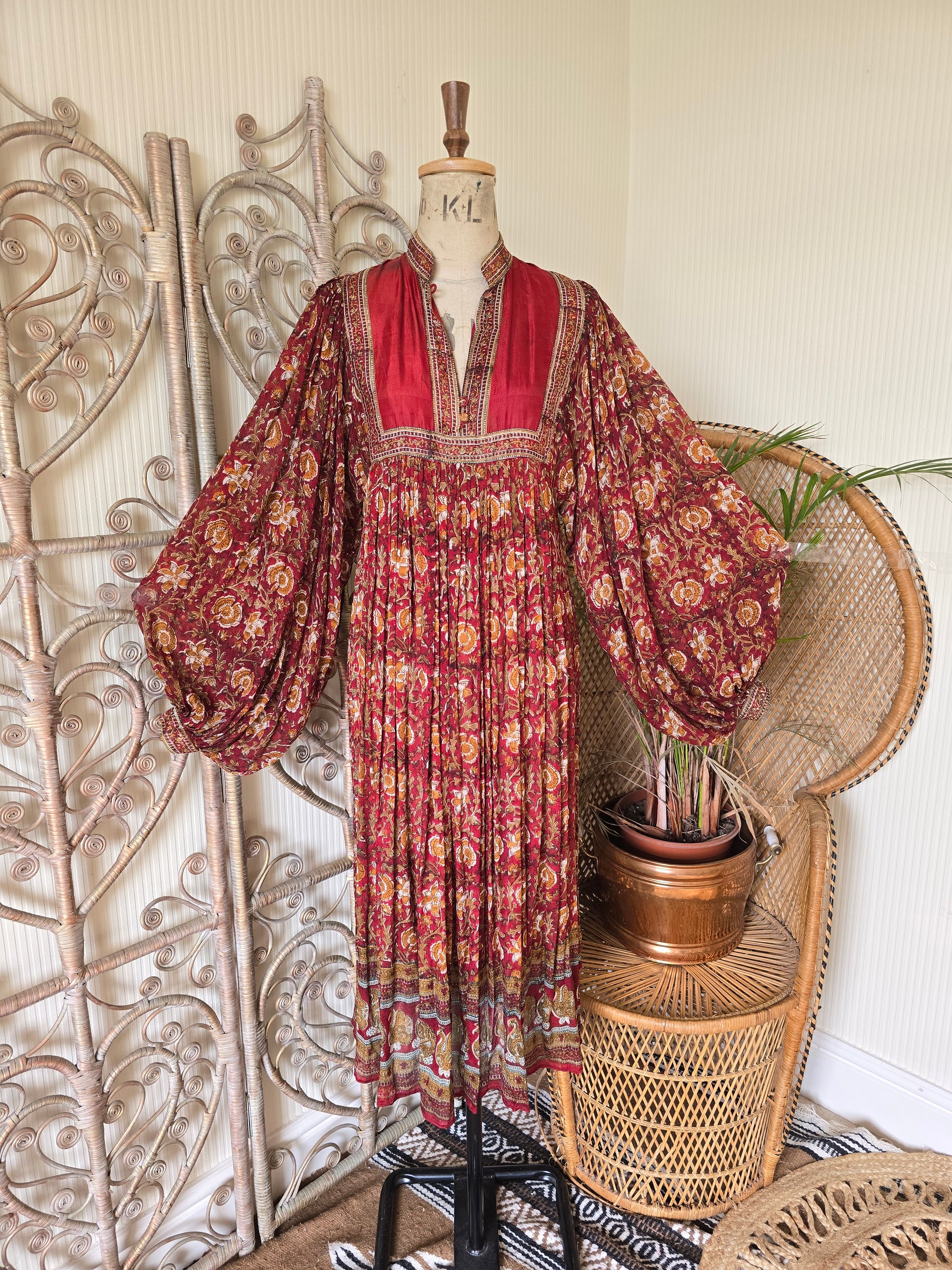 vintage monsoon silk dress Vintage 70s Monsoon Silk and Cotton Mix Sun-dress. Small - 31" Chest. Pastel Stripe