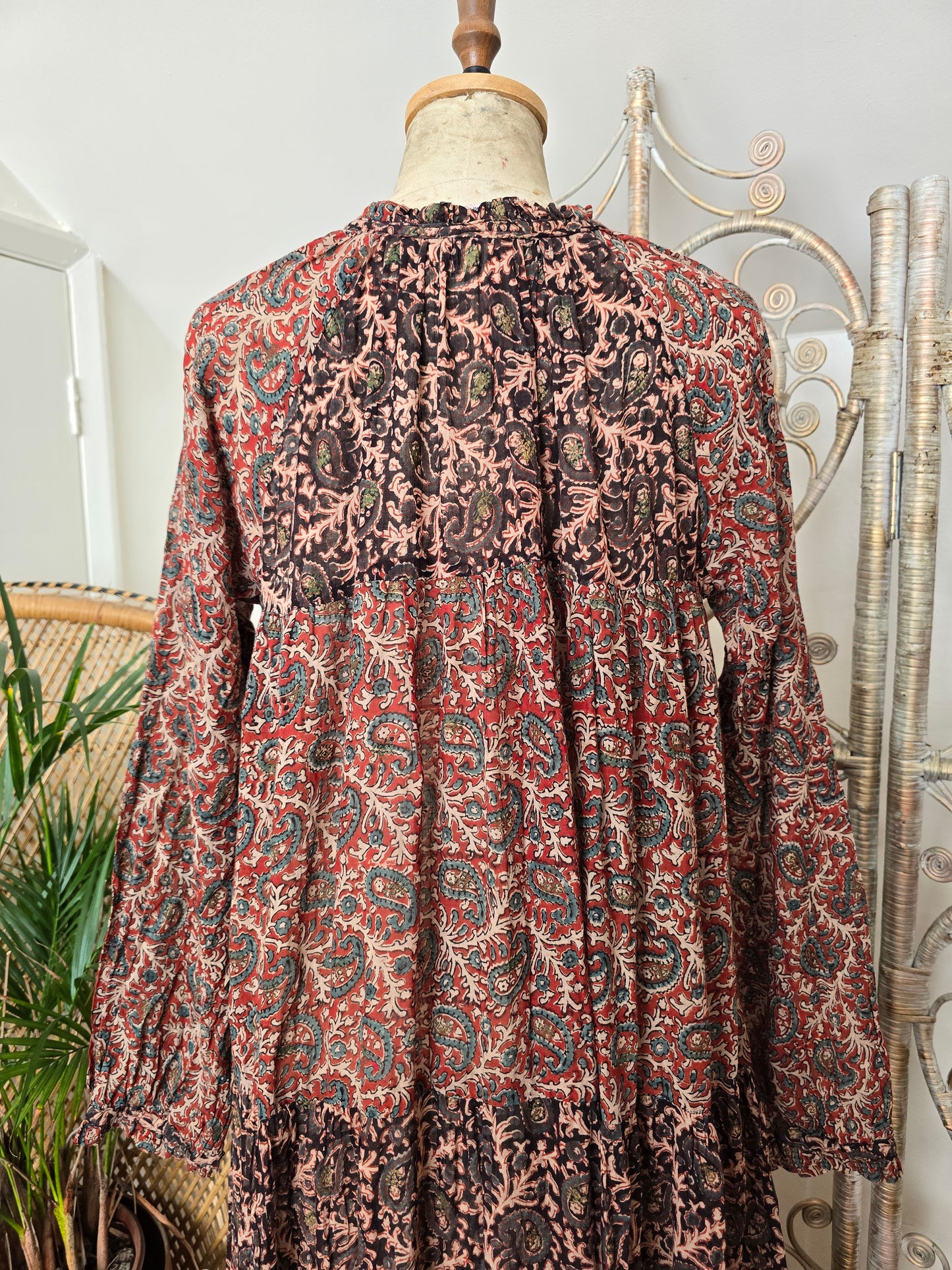 Vintage phool Indian cotton maxi dress S