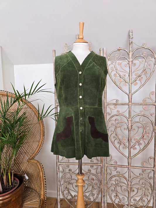 Vintage suede tunic waistcoat