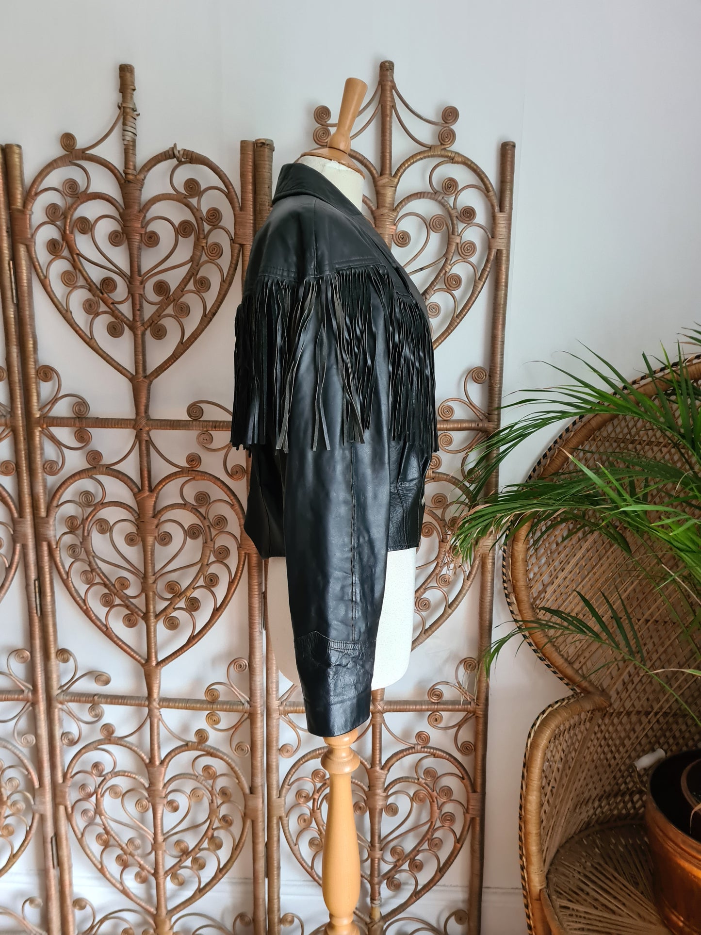 Vintage leather fringe jacket