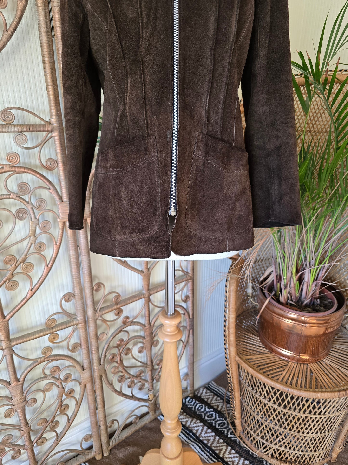 Vintage suede Sheepskin collar coat