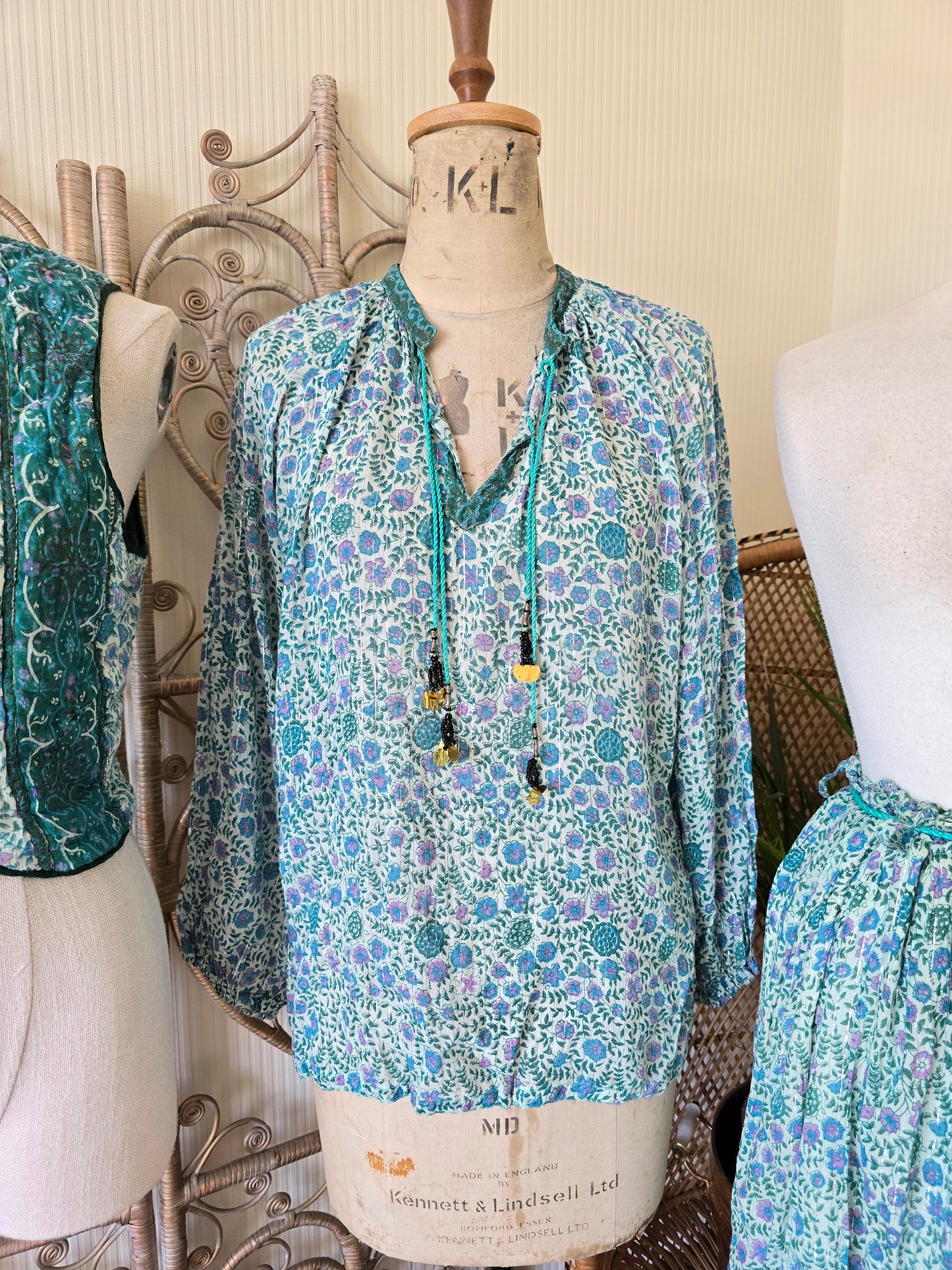 Vintage Indian cotton skirt blouse waistcoat