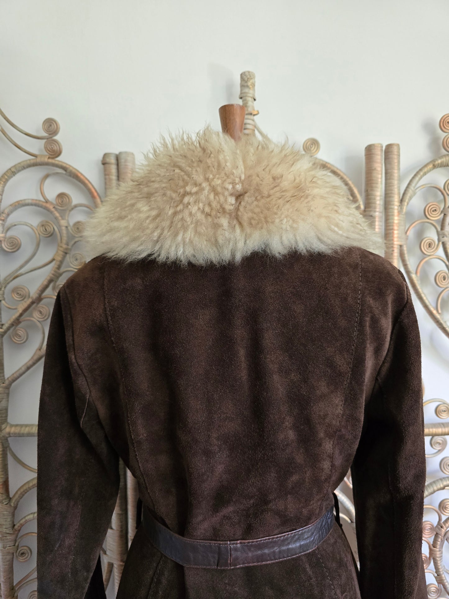 Vintage suede Sheepskin collar coat