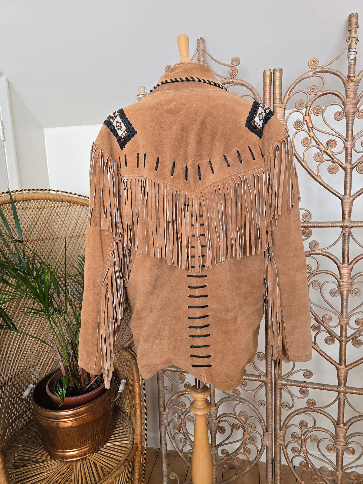Vintage suede fringe jacket