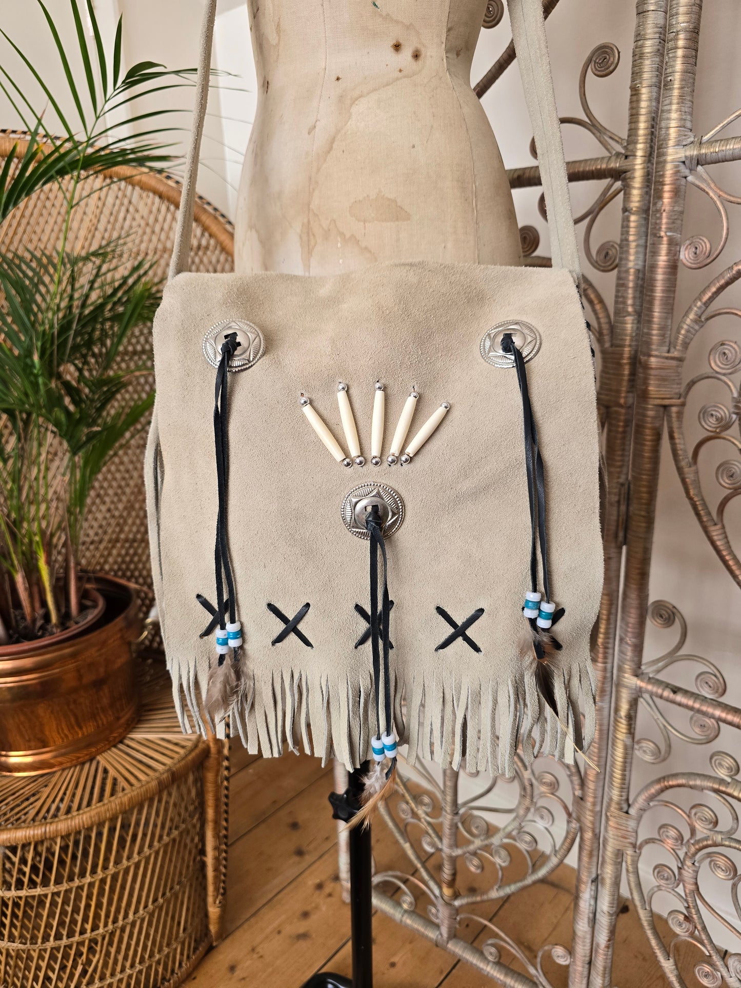 Vintage leather tassel bag