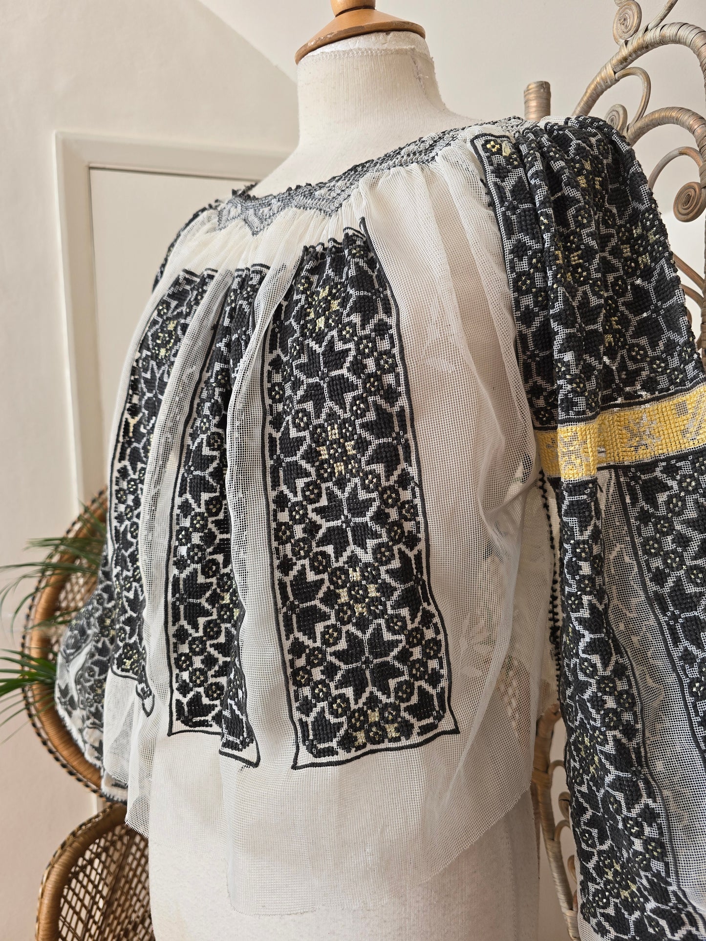 Vintage embroidered Romanian blouse