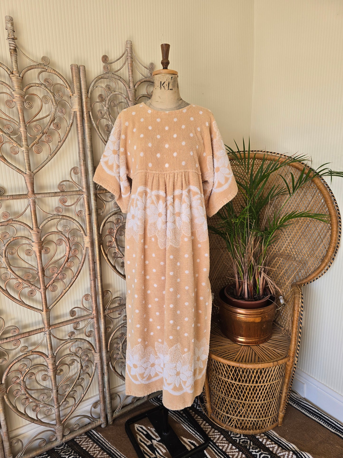 Vintage towelling kaftan dress