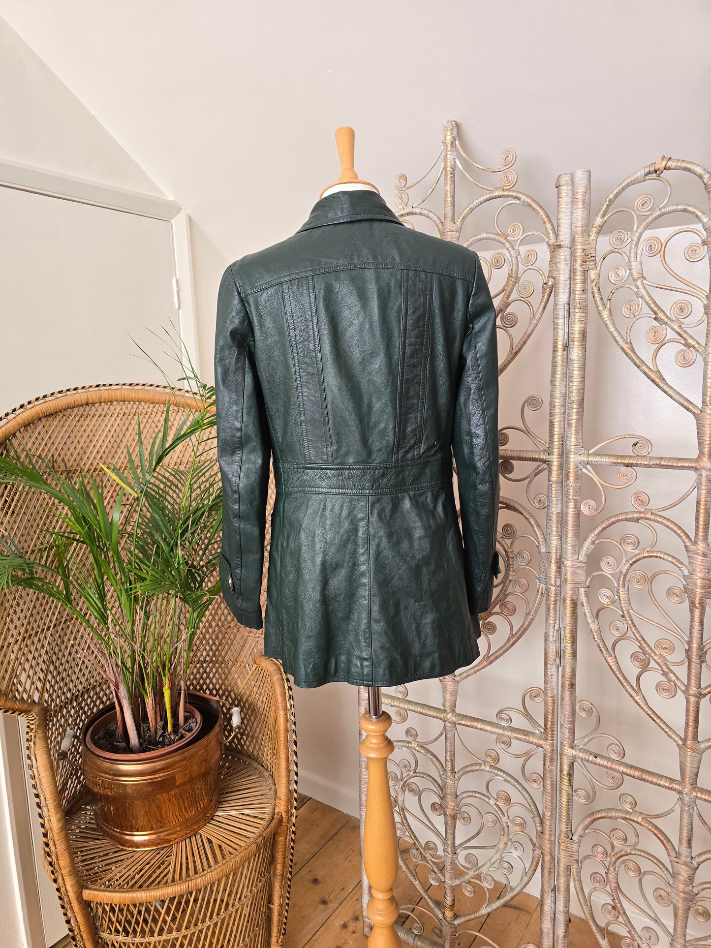 Vintage leather peak collar jacket