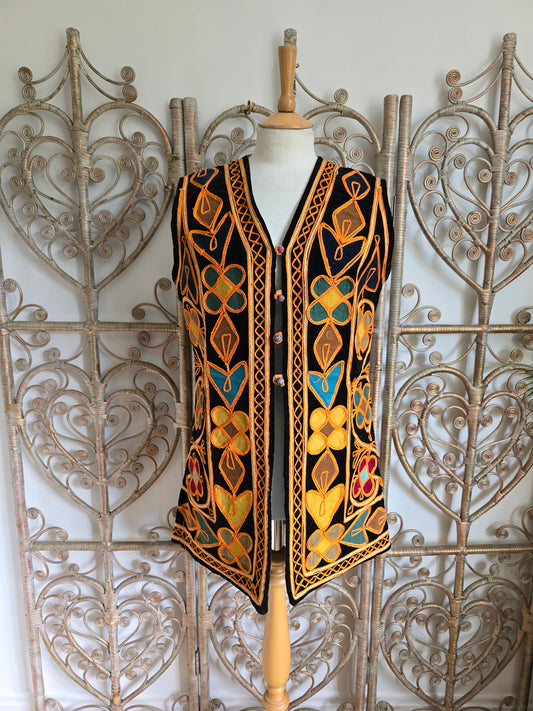 Vintage velvet embroidered waistcoat Unisex