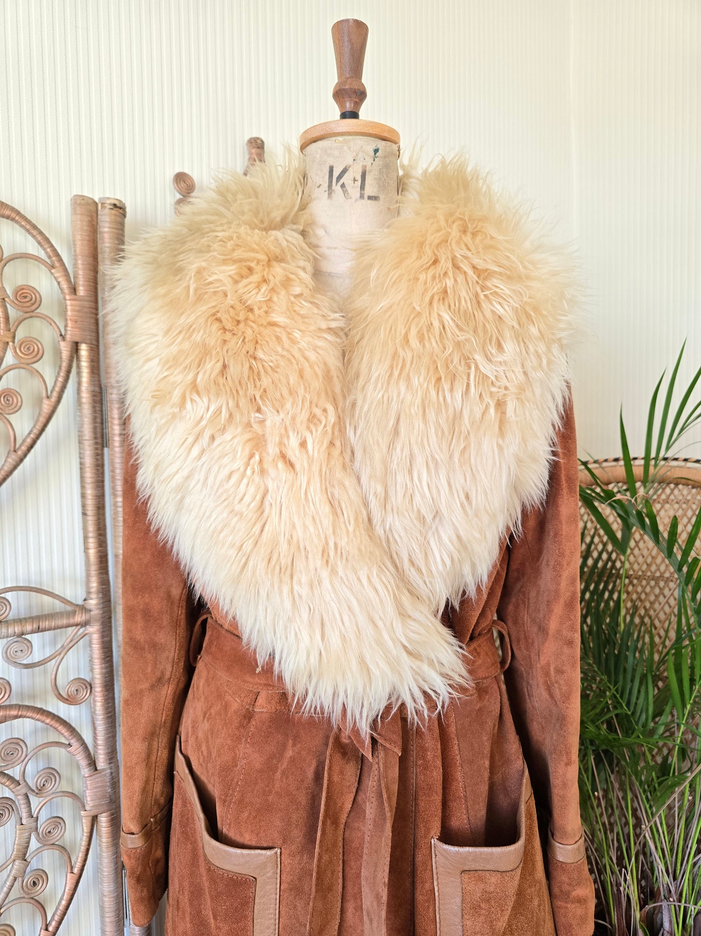Vintage suede Sheepskin coat M L
