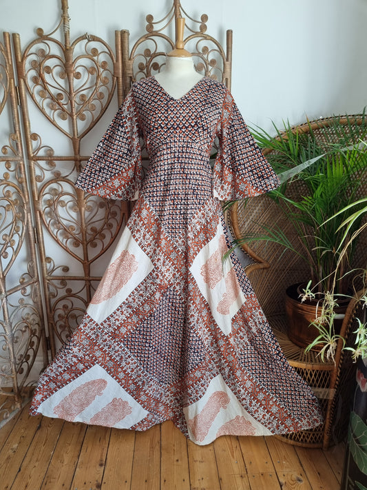 Reserved please don't buy Vintage indian print 70s maxi dress