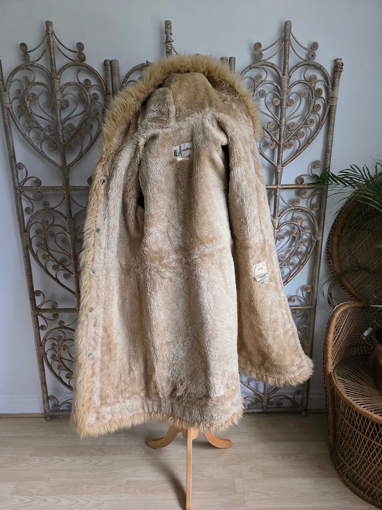 Vintage suede hooded coat S