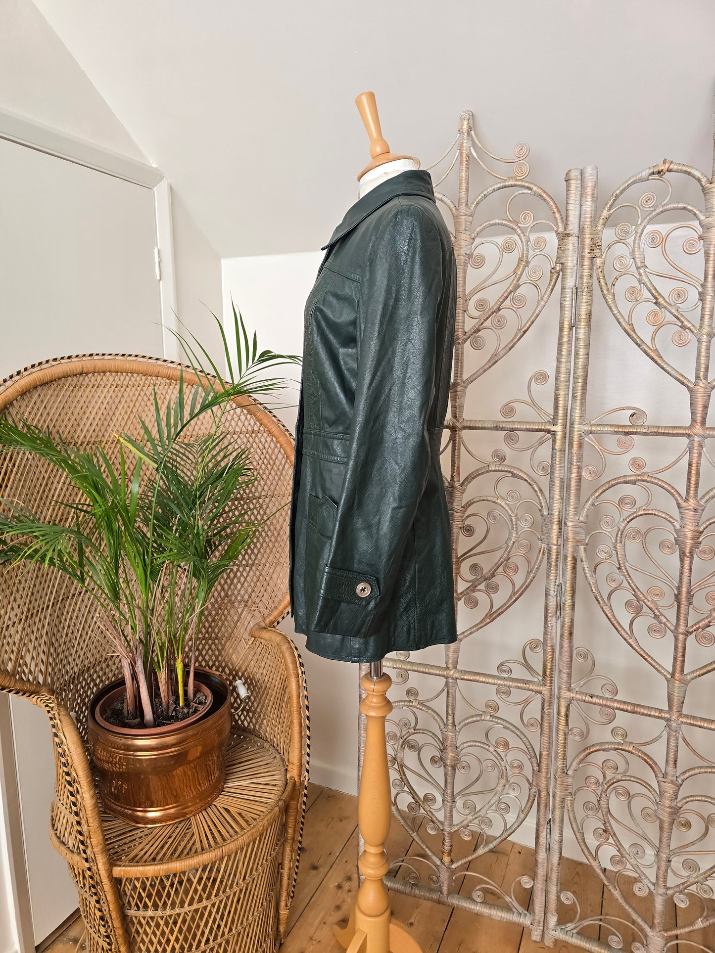 Vintage leather peak collar jacket