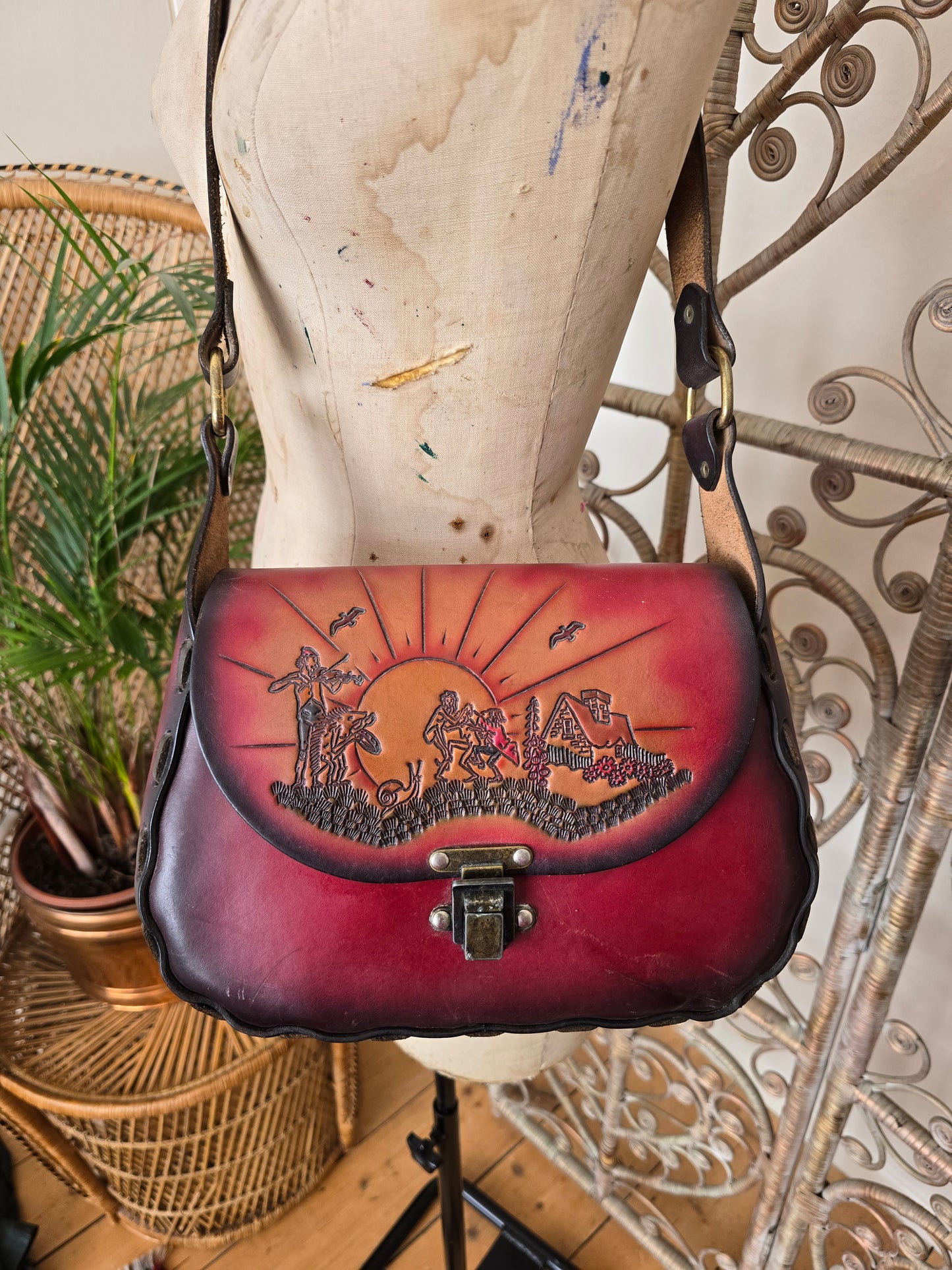 Vintage leather tooled bag