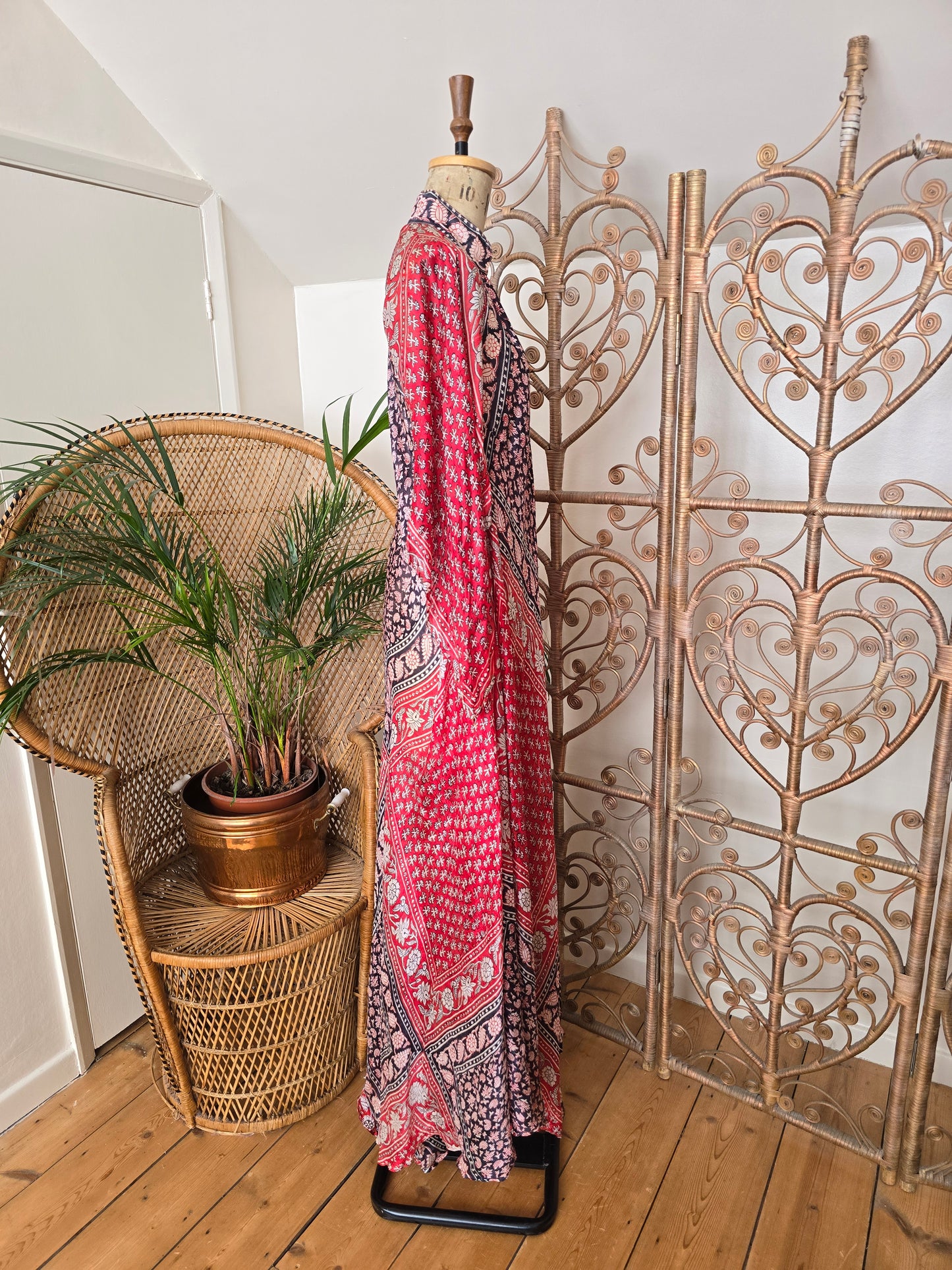 Vintage silk Indian kaftan dress