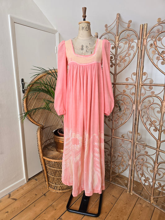 Vintage cotton smock maxi dress