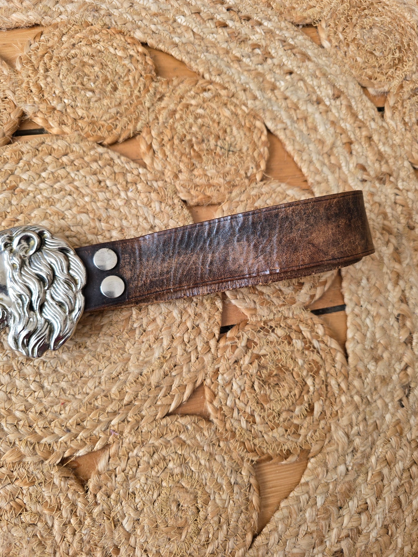 Vintage lion leather belt
