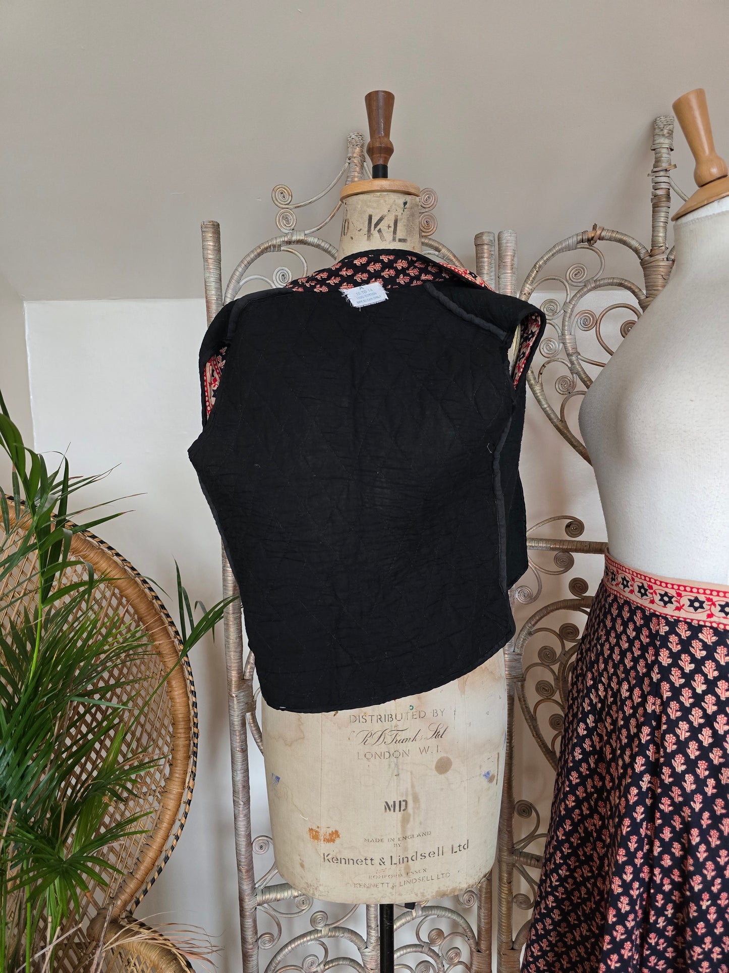 Vintage indian 70s two piece skirt waistcoat