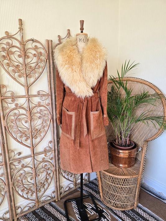 Vintage suede Sheepskin coat M L