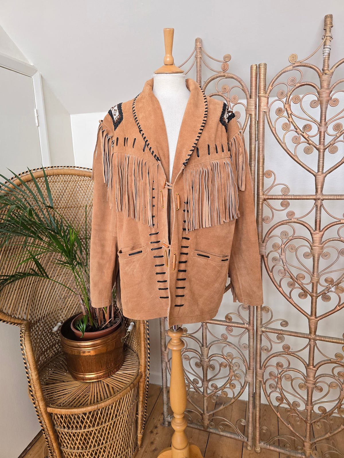Vintage suede fringe jacket