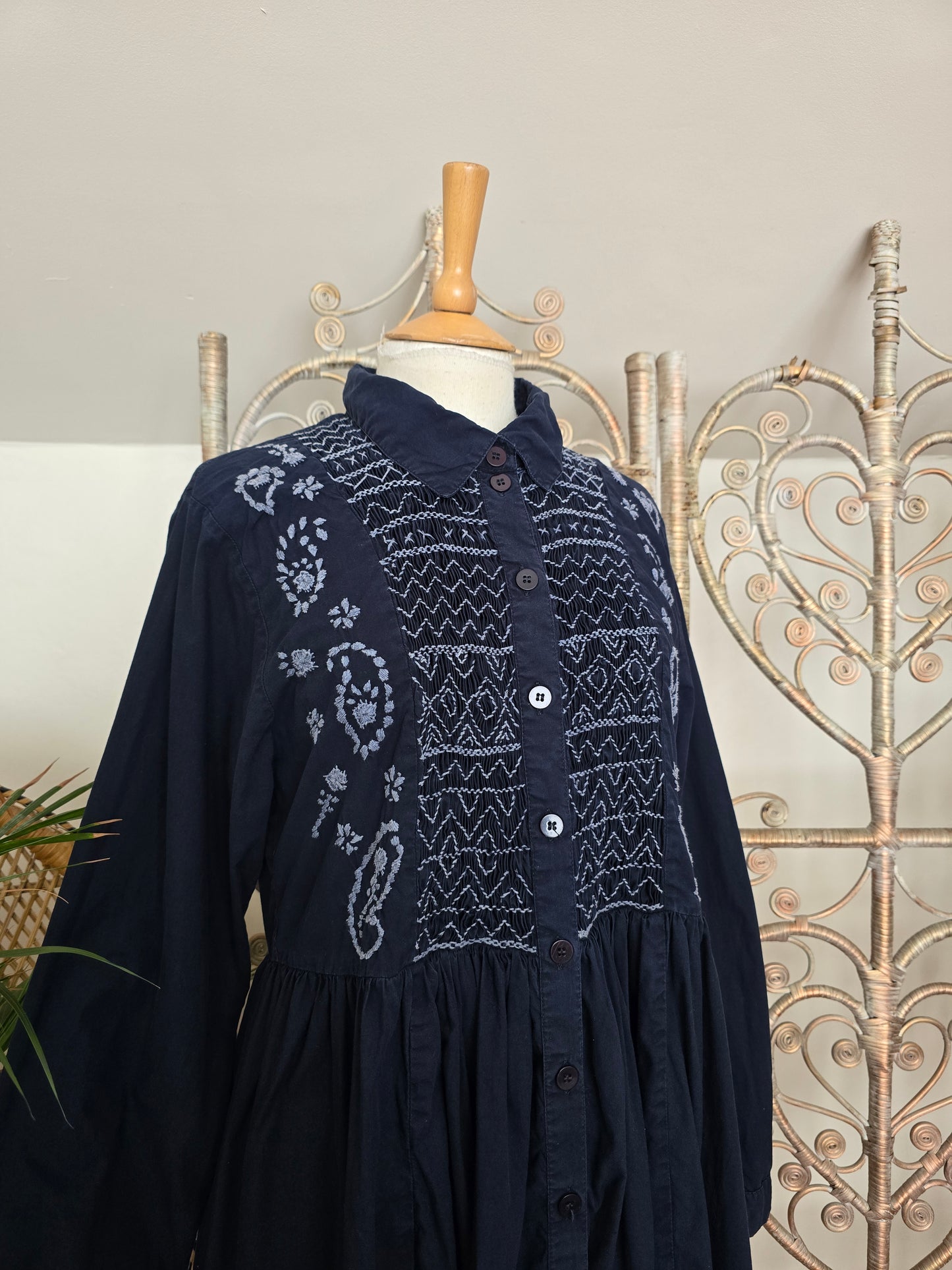 Vintage Monsoon shirring smock dress