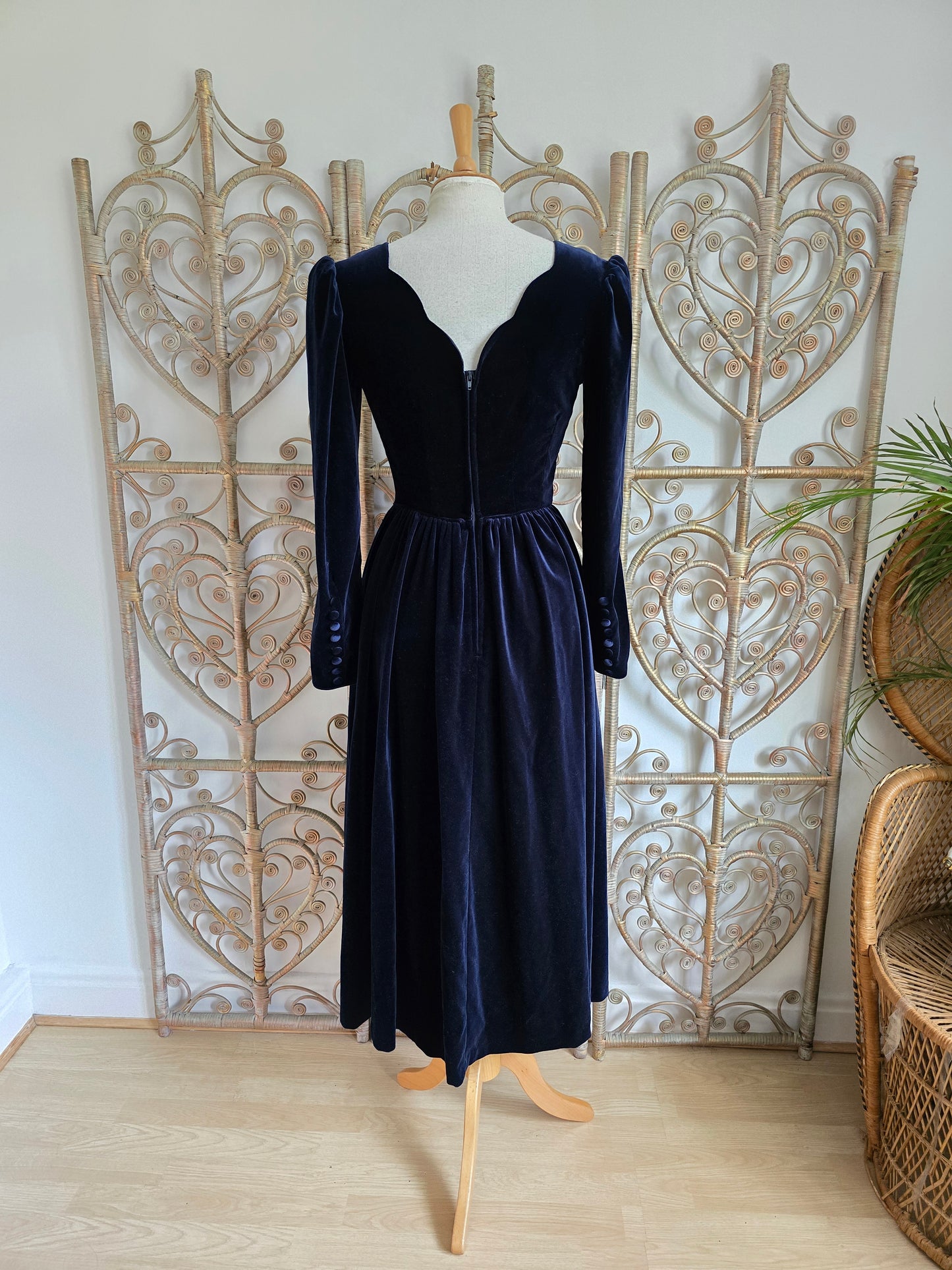 Vintage blue Laura Ashley velvet dress S