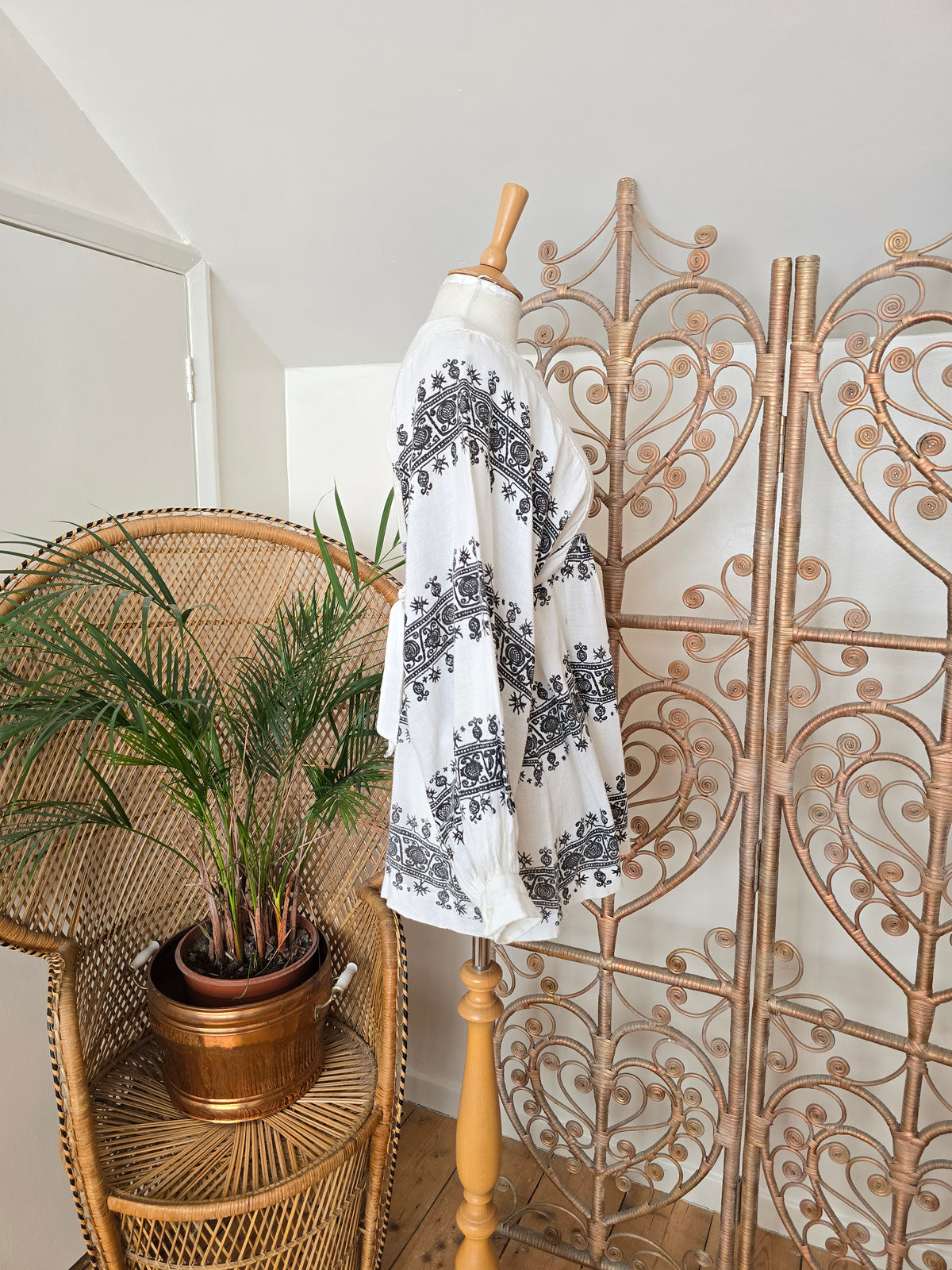 Vintage cotton balloon sleeves tunic