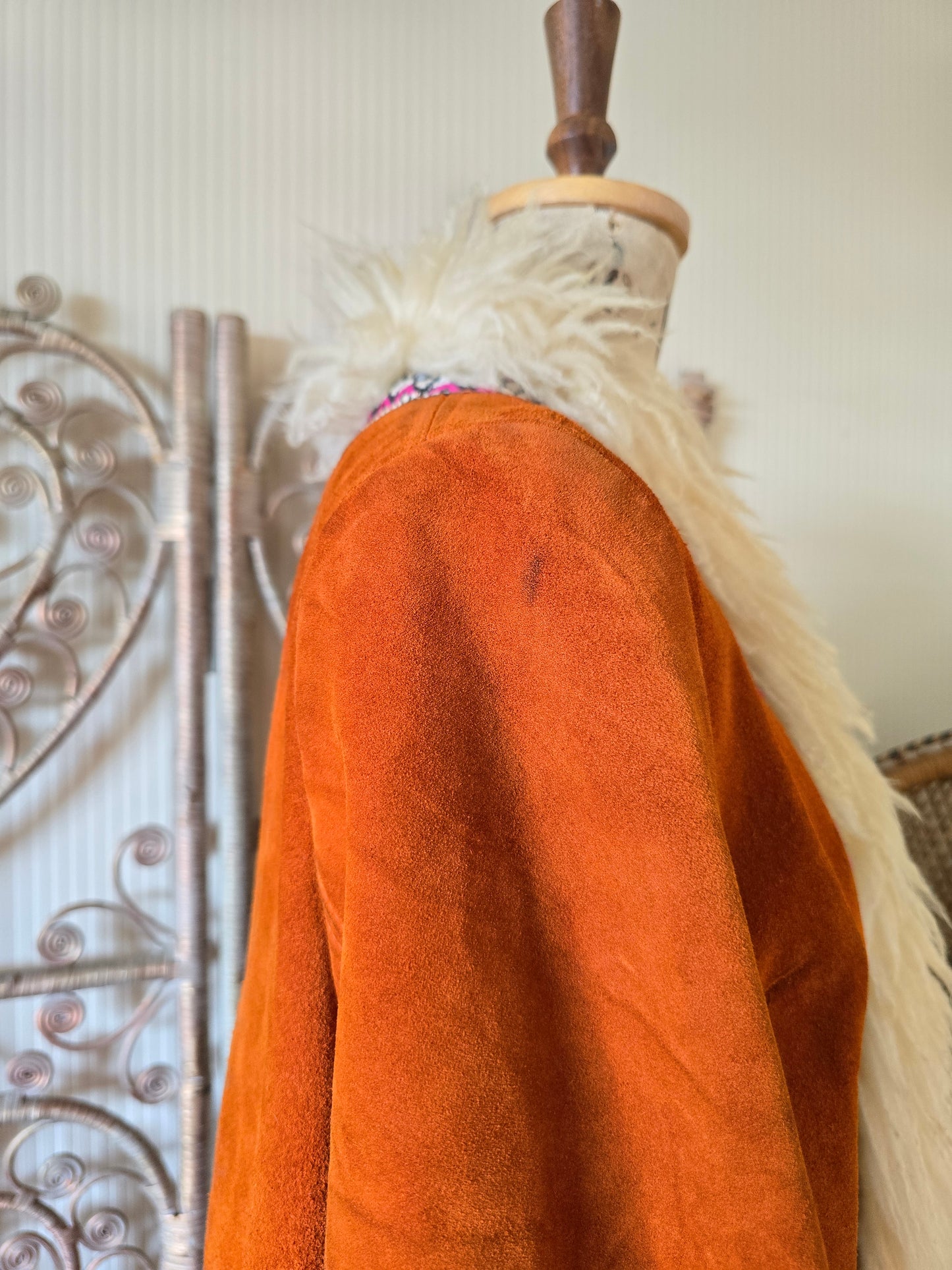 Vintage embroidered suede coat