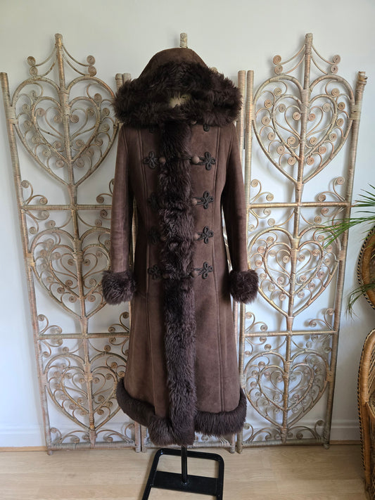 Vintage Morland hooded sheepskin coat S