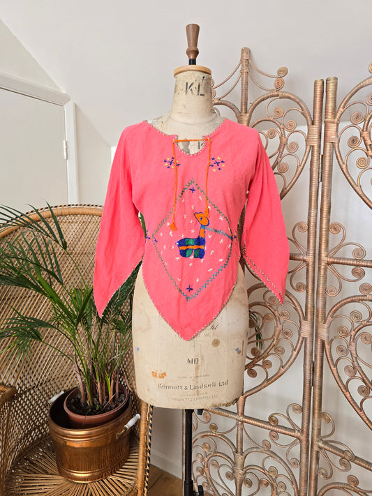 Vintage embroidered cotton blouse