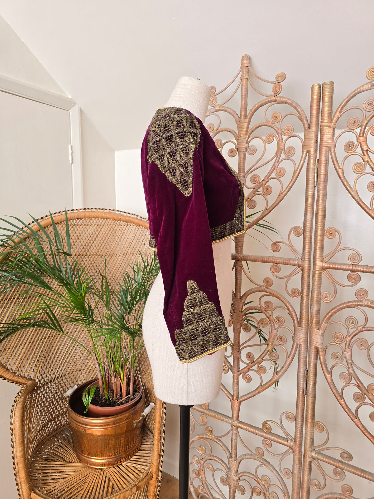 Vintage ottoman velvet embroidered jacket XS