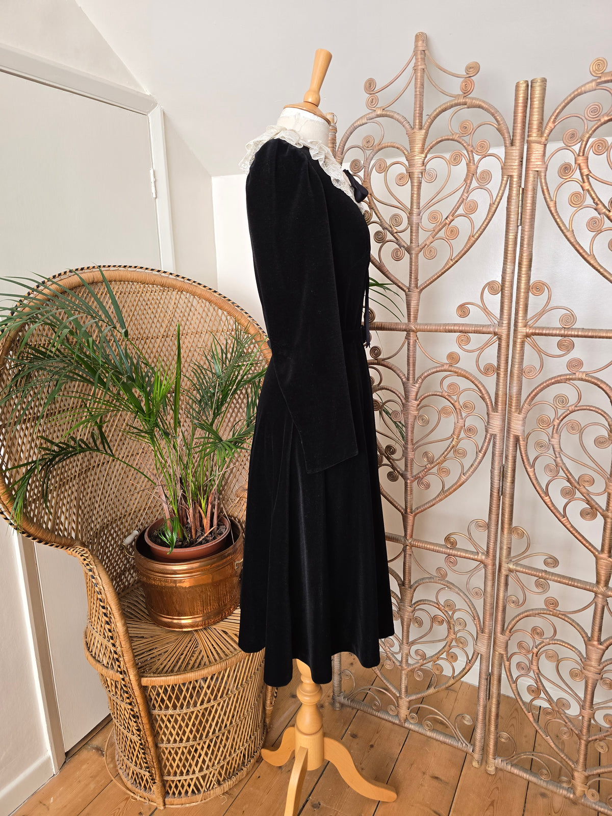 Vintage velvet lace collar dress