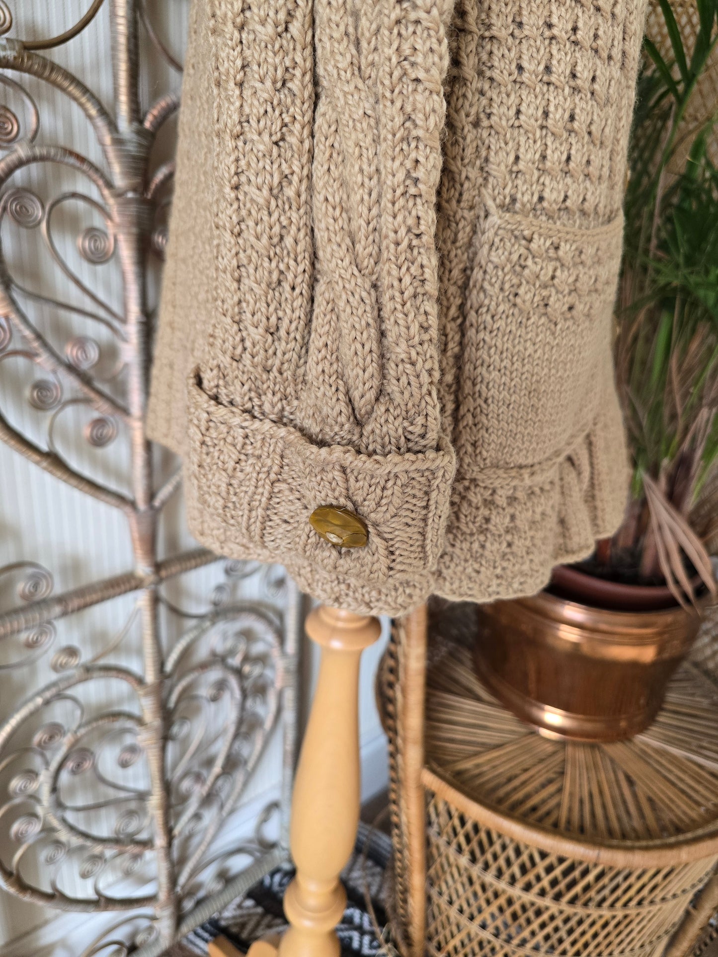 Vintage wool cable knitted cardigan