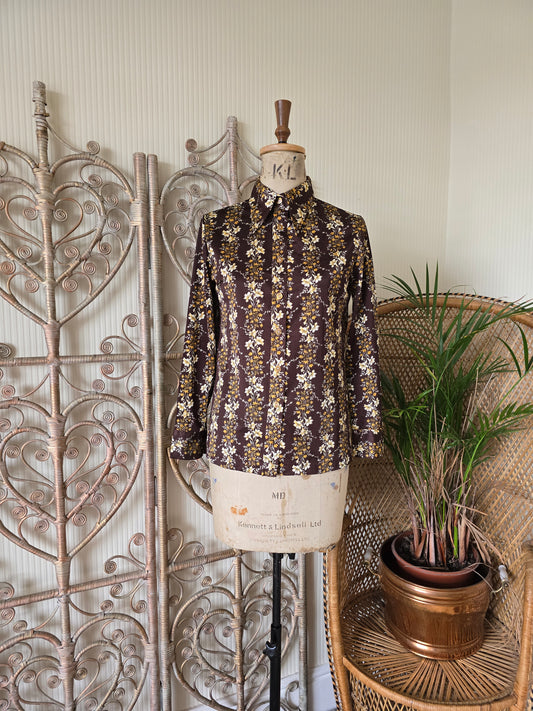 Vintage brown floral blouse