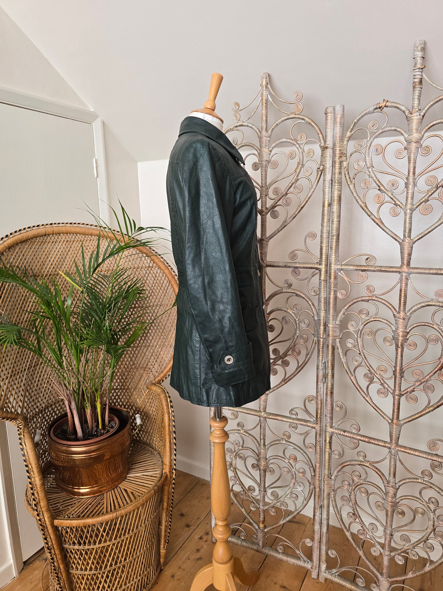 Vintage leather peak collar jacket